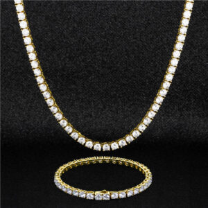5mm Single Row Zircon 24inch Necklace 8inch Bracelet Set