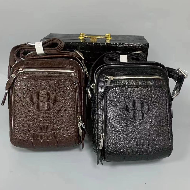 Crocodile Leather Men's Casual All-matching Crossbody Bag - Image 8