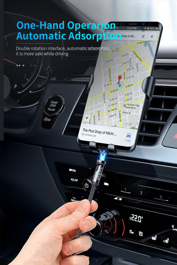 Twitch 540 Degree Rotating Single Needle Magnetic Data Cable One For Three Android Type-C Charging Cable Three In One - Image 3