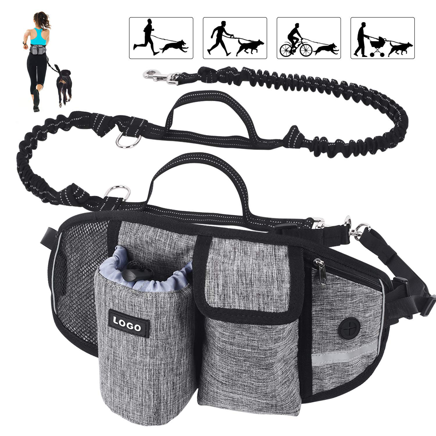 Dog Training Leash Waist Bag Hands-Free Outdoor Pet Running Walking Leash Portable Dog Food Water Cup Storage Bags - Image 3