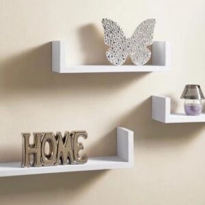 3-Piece Wood Shelf U-Shelf Set Wall-Mounted Decorative-White Quality Storage Home Office Kitchen Decor Wood Home Furniture