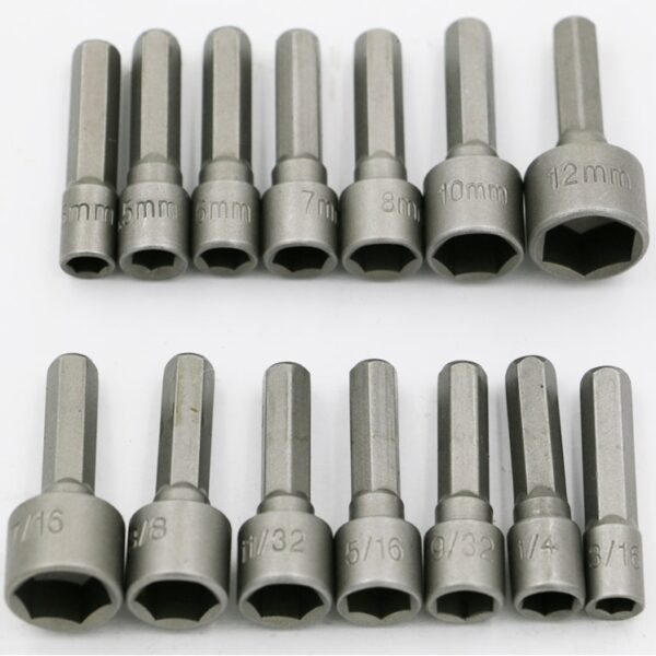 14pcs Power Nut Driver Set Dual Sae Metric Bit Mm And Standard   Shank Quick Change Power Nut Driver Bit Set Nutdrivers - Image 2