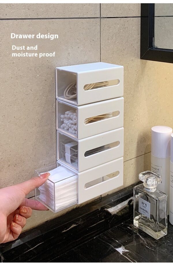 Wall-mounted Drawer Bathroom Cotton Puff Cotton Swab Storage Box - Image 7