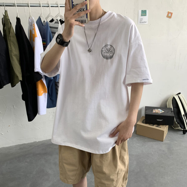 Men's Fashion Casual Embroidered Printed Short-sleeved T-shirt - Image 7