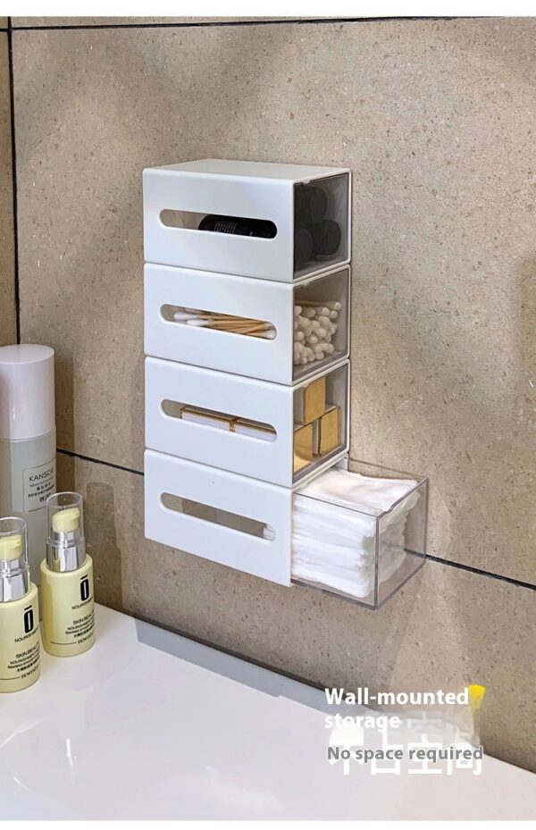 Wall-mounted Drawer Bathroom Cotton Puff Cotton Swab Storage Box - Image 9