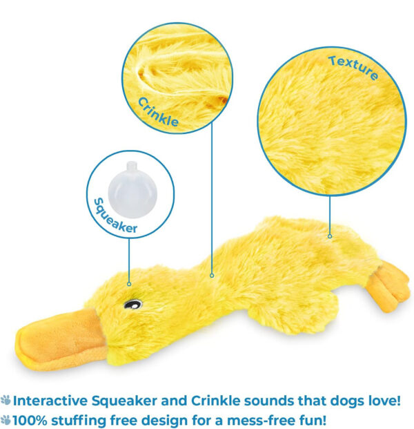 Best Pet Supplies Crinkle Dog Toy For Small Medium And Large Breeds Cute No Stuffing Duck With Soft Squeaker  Fun For Indoor Puppies And Senior Pups Plush No Mess Chew And Play - Image 3