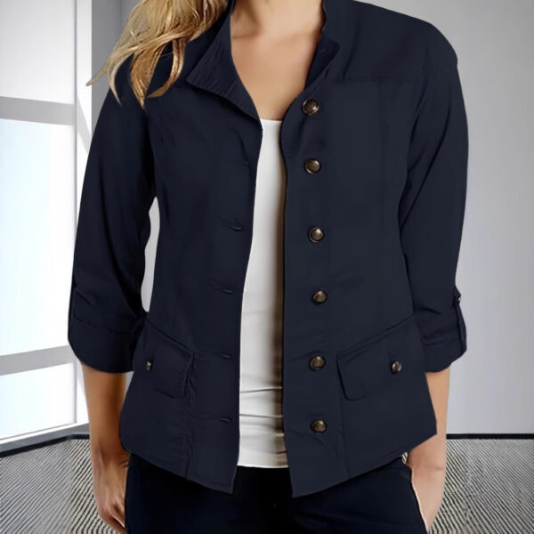 Fashion Solid Color Roll-up Sleeve Single-breasted Casual Jacket - Image 4