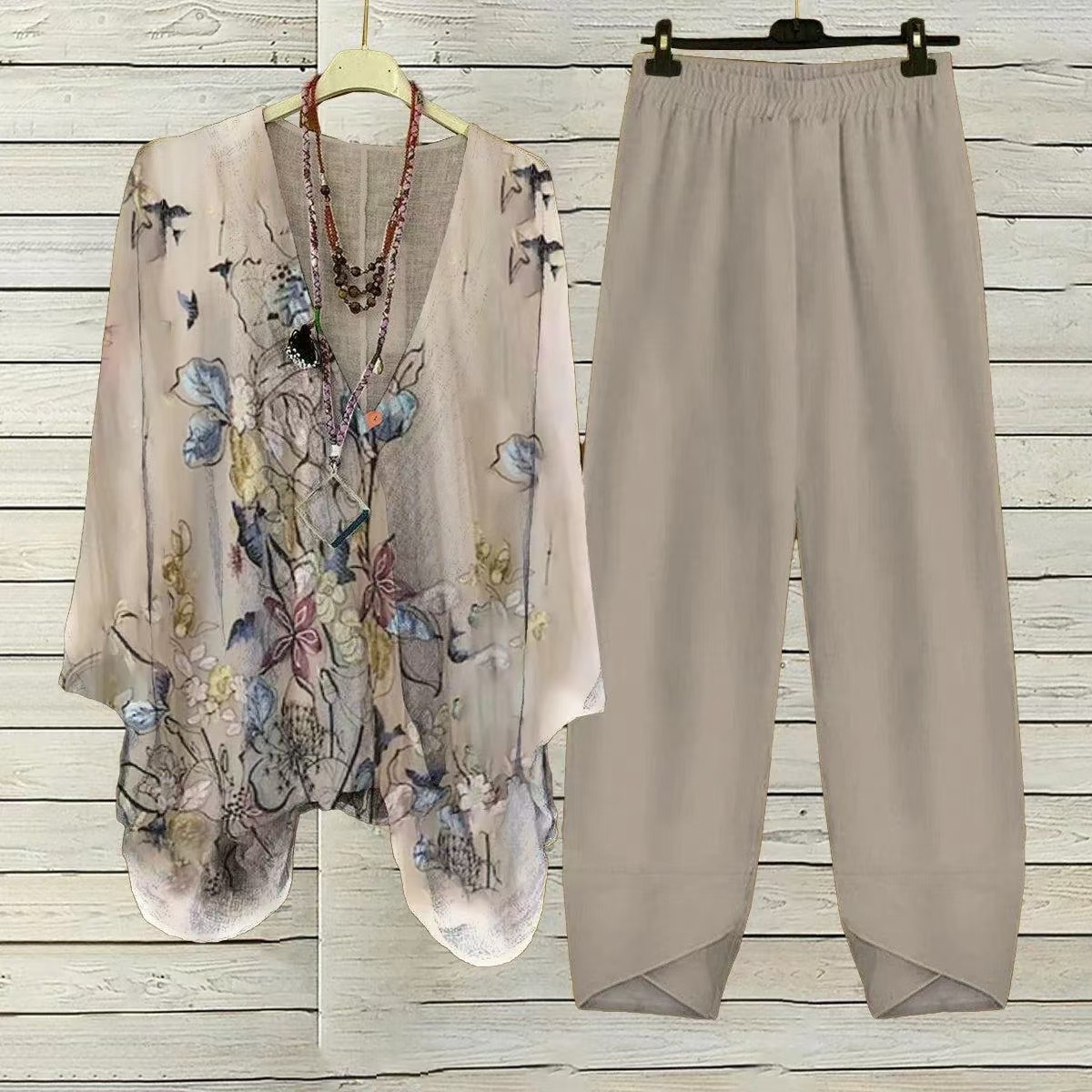 Women's Clothing Digital Printed Round Neck Fashion Sports And Leisure Suit Two-piece Set
