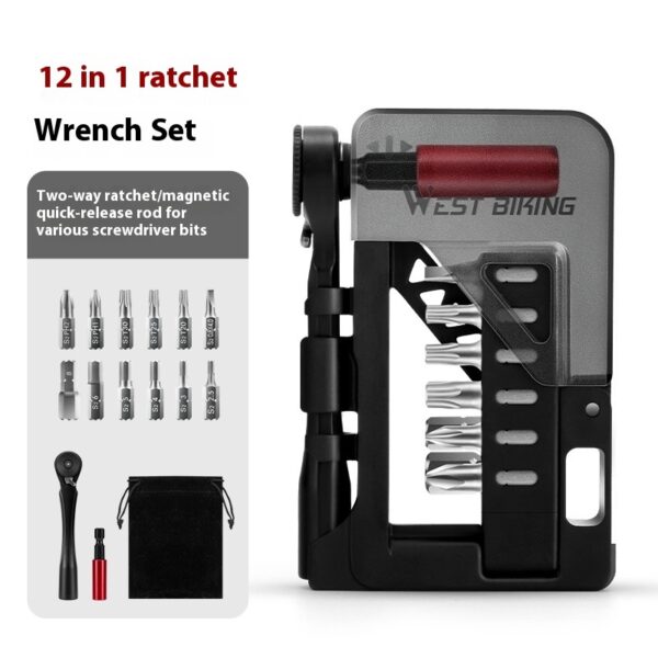 Bicycle Multifunctional Ratchet Spanner Set Quick Release Repair Tool Wrench - Image 2