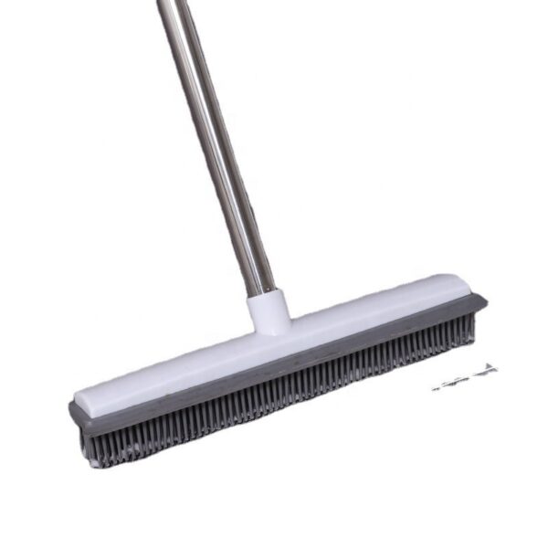 Pet Hair Rubber Carpet Rake Floor Soft Push Broom - Image 5
