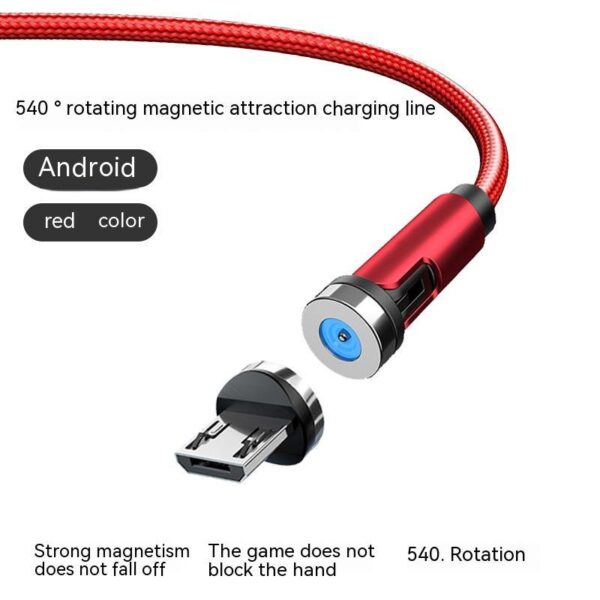 Twitch 540 Degree Rotating Single Needle Magnetic Data Cable One For Three Android Type-C Charging Cable Three In One - Image 8