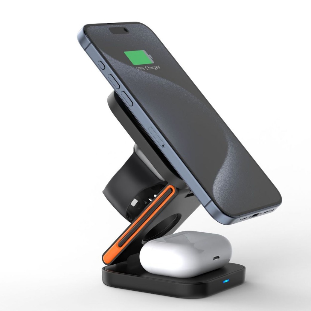 Folding Bracket Three-in-one Wireless Charger - Image 2