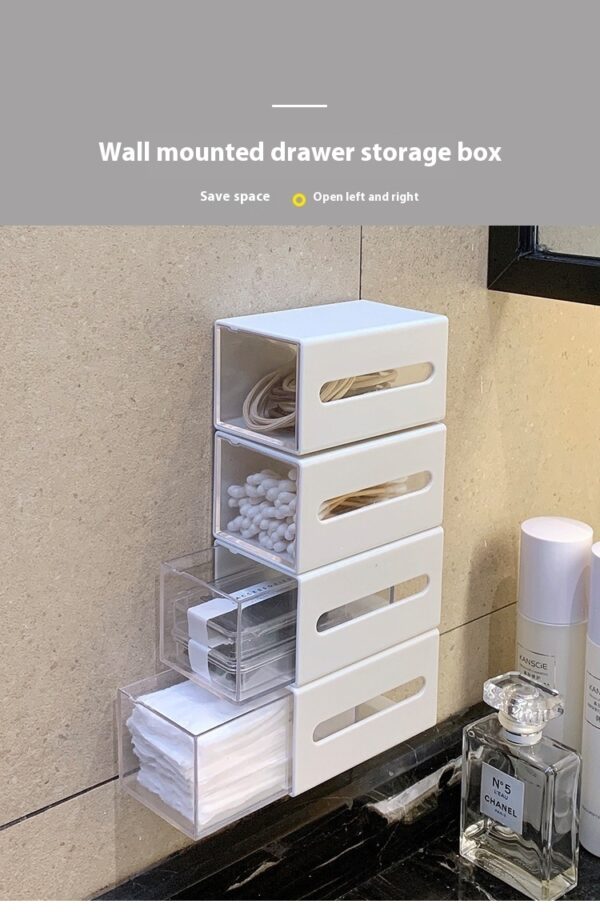 Wall-mounted Drawer Bathroom Cotton Puff Cotton Swab Storage Box - Image 5
