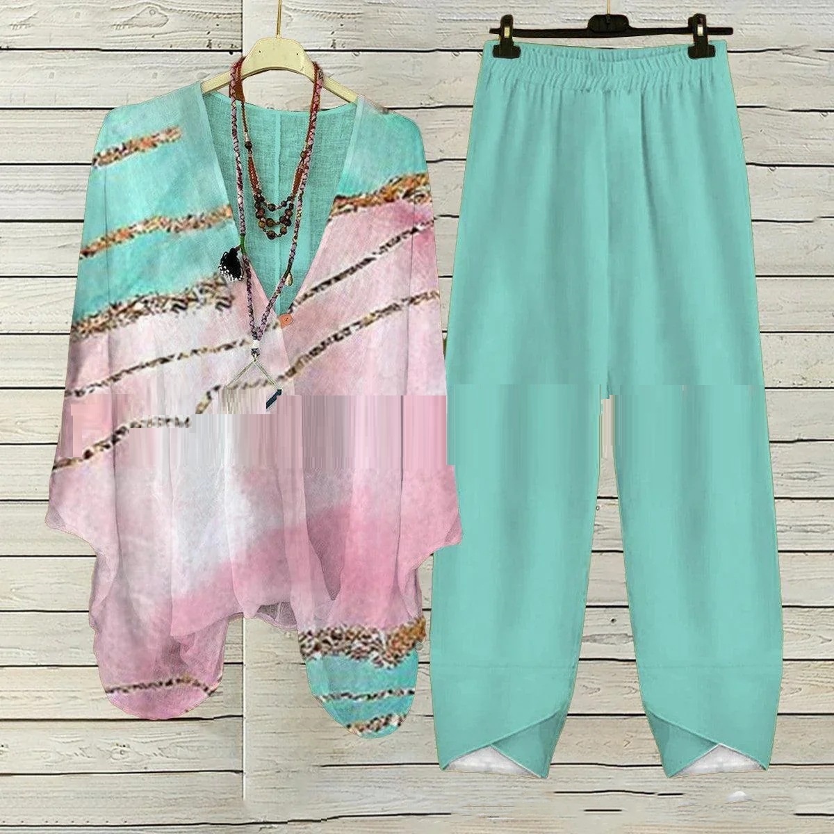 Women's Clothing Digital Printed Round Neck Fashion Sports And Leisure Suit Two-piece Set - Image 4