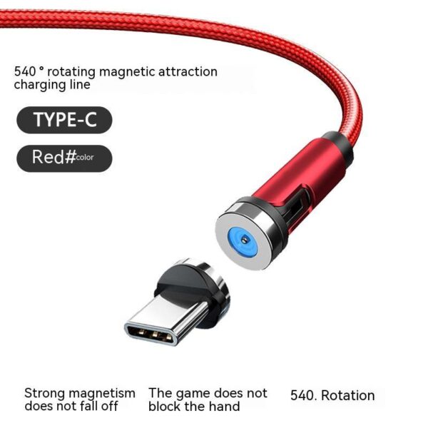 Twitch 540 Degree Rotating Single Needle Magnetic Data Cable One For Three Android Type-C Charging Cable Three In One - Image 2