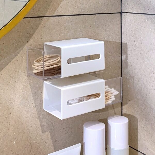 Wall-mounted Drawer Bathroom Cotton Puff Cotton Swab Storage Box - Image 10