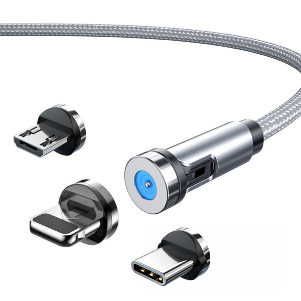 Twitch 540 Degree Rotating Single Needle Magnetic Data Cable One For Three Android Type-C Charging Cable Three In One - Image 4