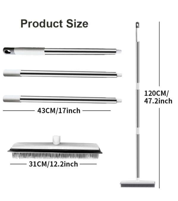 Pet Hair Rubber Carpet Rake Floor Soft Push Broom - Image 2