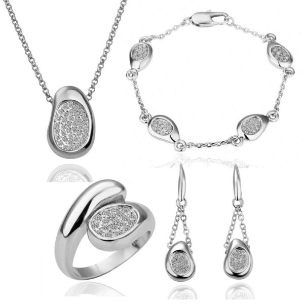 Couple Necklace Earrings Bracelet Ring Set Of Four - Image 5