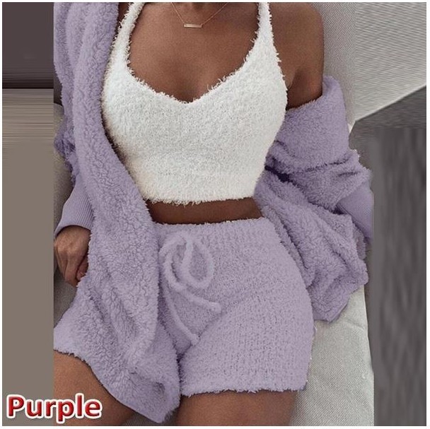 3 Pieces Of Fashionable Ladies Plush Home Clothes - Image 10