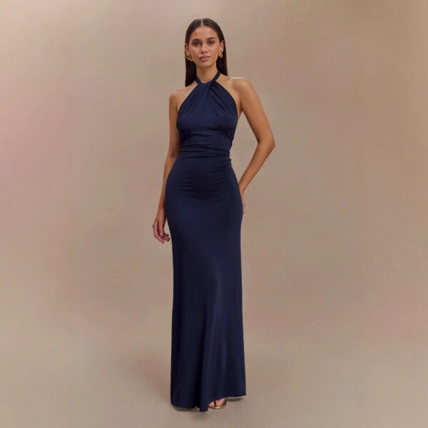 Ins Bodycon Halter Dress Sexy Backless Slim Fit Waist Slimming Maxi Dresses Prom Party Club Clothing For Women - Image 5