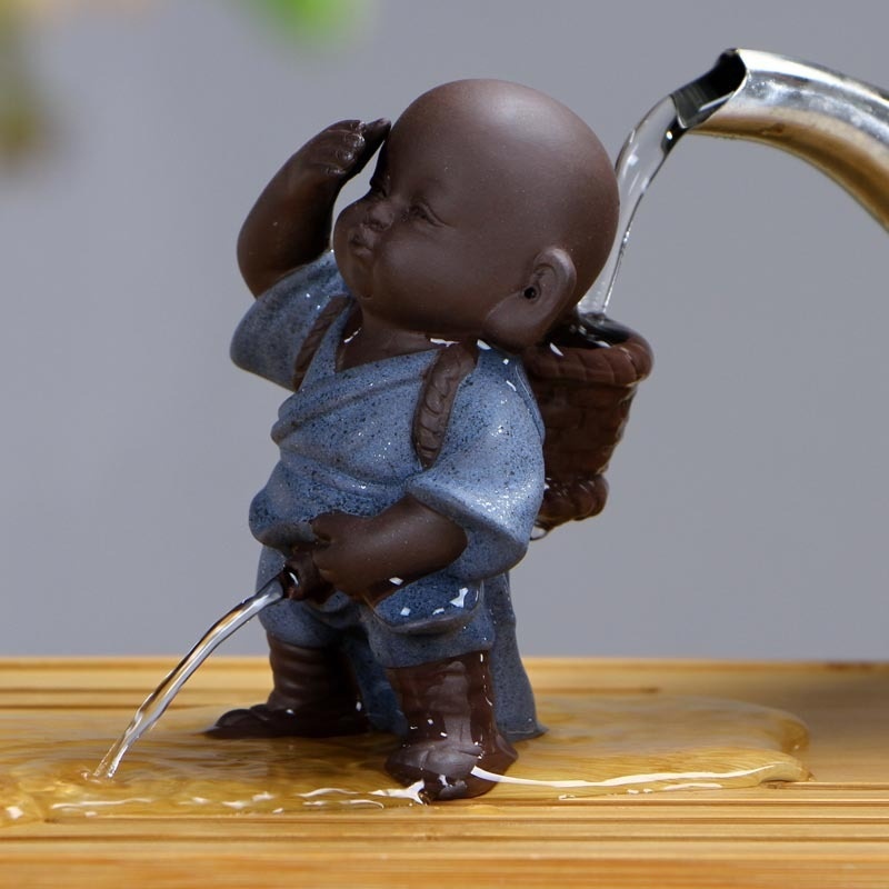 Purplue Sand Tea Pet Pee Little Monk Decoration Tea Set Creative Ceramic Character Crafts - Image 7