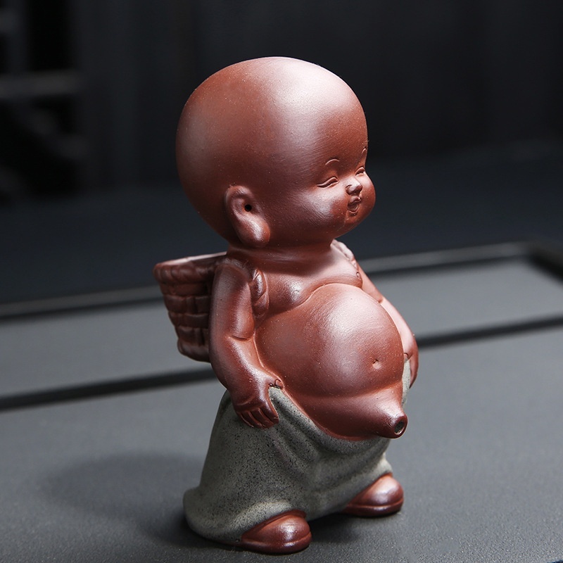 Purplue Sand Tea Pet Pee Little Monk Decoration Tea Set Creative Ceramic Character Crafts - Image 10